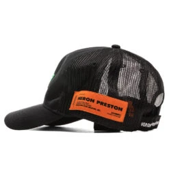 HP Trading Trucker Hat - Black/Green -Feature Clothing Heron Preston HP Trading Trucker Hat Black Green HMLB007F21FAB0011055 07 07 2021 01 3