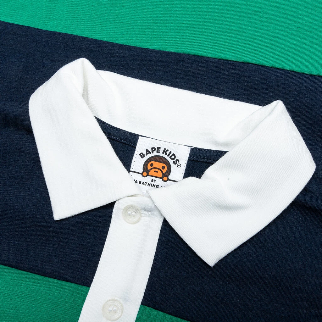 Kid's College Panel Stripe Polo Shirt - Navy 5 Kid's College Panel Stripe Polo Shirt - Navy - Image 3