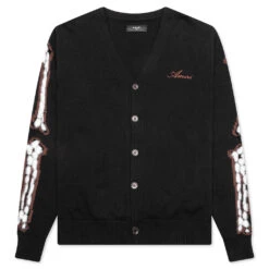 Amiri Leopard Bones Cardigan - Black