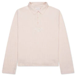 Long Sleeve Knit Polo - Bone