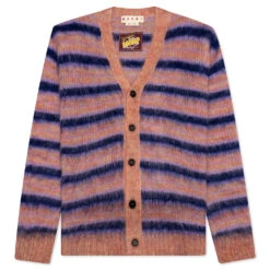 Marni V-Neck Mohair Stripe Cardigan - Apricot