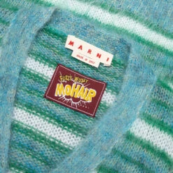 Marni V-Neck Mohair Stripe Cardigan - Turquoise -Feature Clothing Marni V Neck Mohair Stripe Cardigan Turquoise CDMG0051Q0 UFU107 RGB38 11 29 22 NF RENAME MG 03