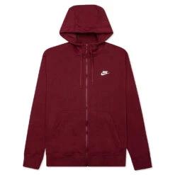 Nike Sportswear Club Fleece Full-Zip Hoodie - Dark Beetroot/White