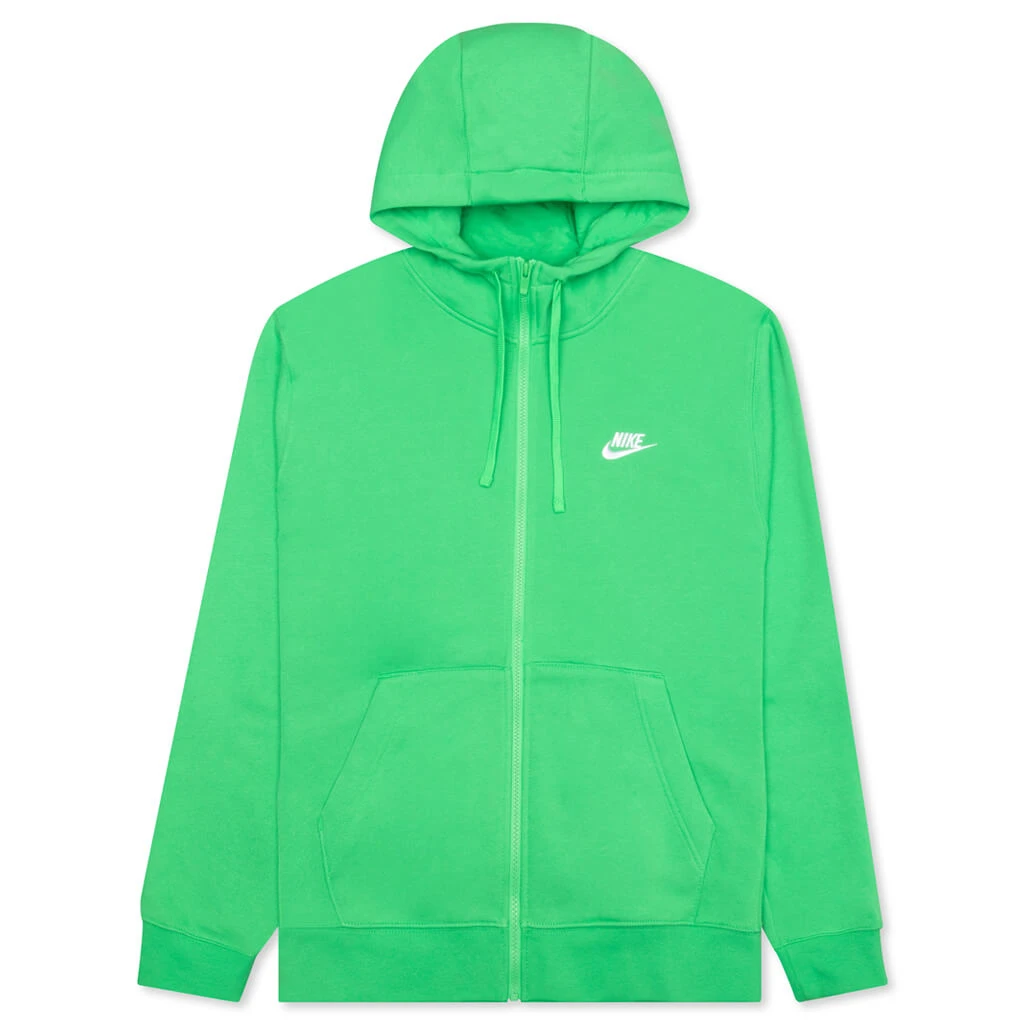 Nike Sportswear Club Fleece Full-Zip Hoodie - LT Green Spark/LT Green Spark/White 3 Nike Sportswear Club Fleece Full-Zip Hoodie - LT Green Spark/LT Green Spark/White