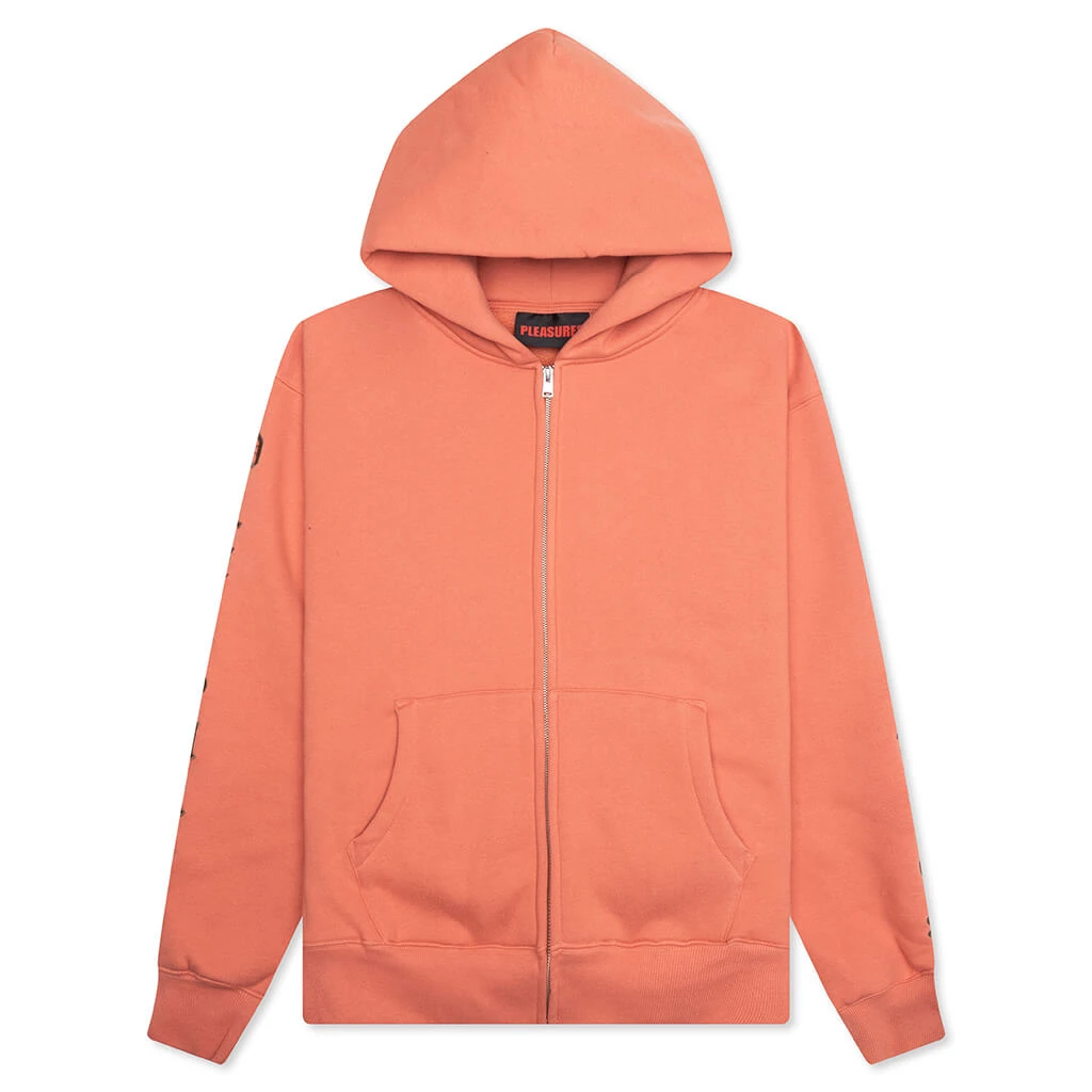 Pleasures OE Zip Up Hoodie - Rust 3 Pleasures OE Zip Up Hoodie - Rust