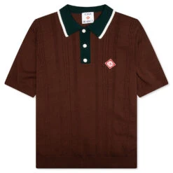 Casablanca Cable Knit Oversized Polo Shirt - Dark Brown