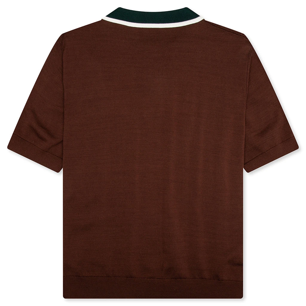 Casablanca Cable Knit Oversized Polo Shirt - Dark Brown 4 Casablanca Cable Knit Oversized Polo Shirt - Dark Brown - Image 2