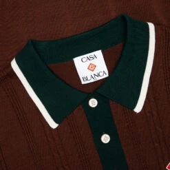 Casablanca Cable Knit Oversized Polo Shirt - Dark Brown 9 Casablanca Cable Knit Oversized Polo Shirt - Dark Brown -Feature Clothing Oversized Mini Cable Polo Dark Brown MS25 KW 908 01 02 18 25 Feature JP 6