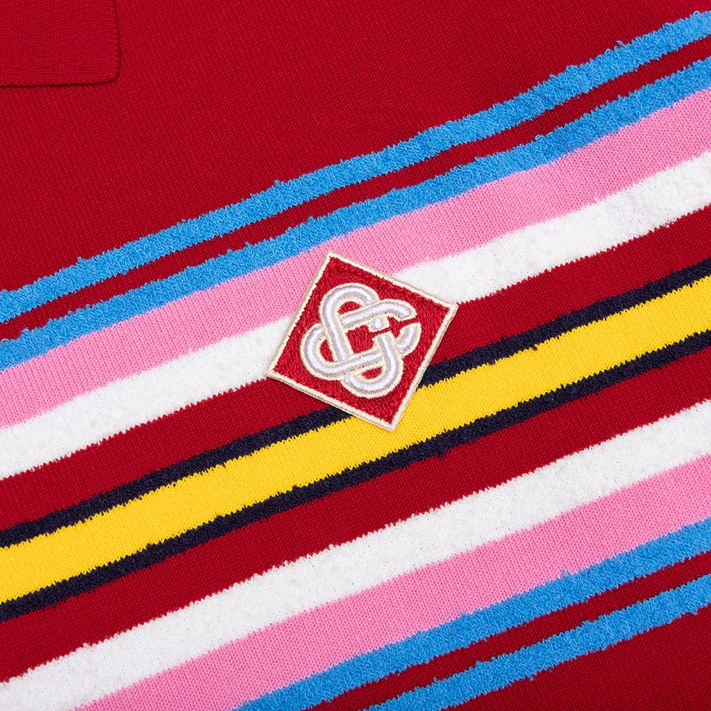 Casablanca Oversized Striped Polo - Multi Dark Red 6 Casablanca Oversized Striped Polo - Multi Dark Red - Image 4
