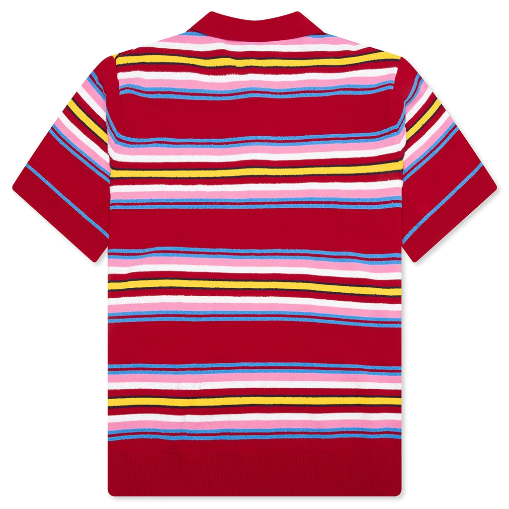 Casablanca Oversized Striped Polo - Multi Dark Red 4 Casablanca Oversized Striped Polo - Multi Dark Red - Image 2