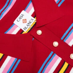 Casablanca Oversized Striped Polo - Multi Dark Red 8 Casablanca Oversized Striped Polo - Multi Dark Red -Feature Clothing Oversized Striped Polo Multi Dark Red MS25 KW 906 01 01 28 25 Feature VR 6