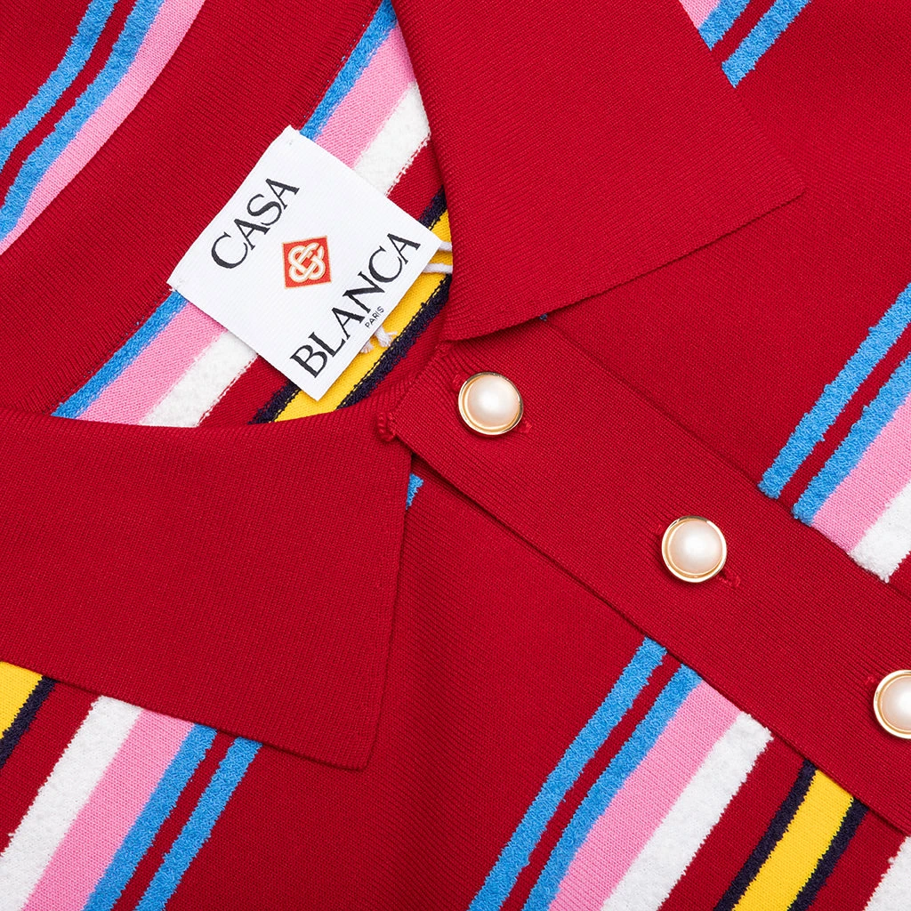 Casablanca Oversized Striped Polo - Multi Dark Red 5 Casablanca Oversized Striped Polo - Multi Dark Red - Image 3