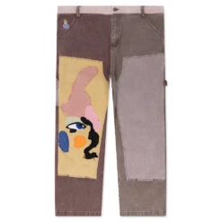 Patchwork Face Double Knee Pant - Brown/Multi
