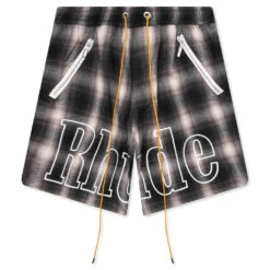 Rhude Plaid Logo Short - Black/Grey