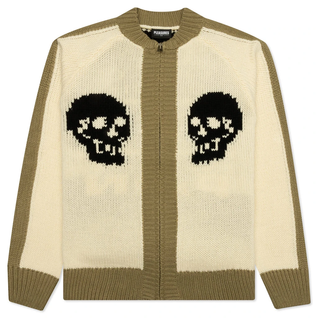 Pleasures Wisdom Zip Cardigan - Tan 3 Pleasures Wisdom Zip Cardigan - Tan