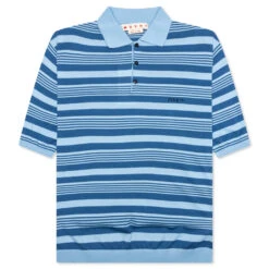 Marni Mixed Striped Polo Shirt - Azure