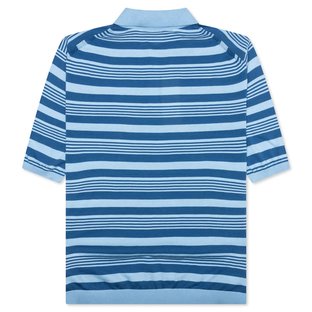 Marni Mixed Striped Polo Shirt - Azure 4 Marni Mixed Striped Polo Shirt - Azure - Image 2