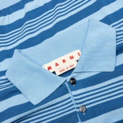 Marni Mixed Striped Polo Shirt - Azure 9 Marni Mixed Striped Polo Shirt - Azure -Feature Clothing Polo Neck Azure POMG0062EQ UFC252 RGB52 08 16 24 Feature JP 6