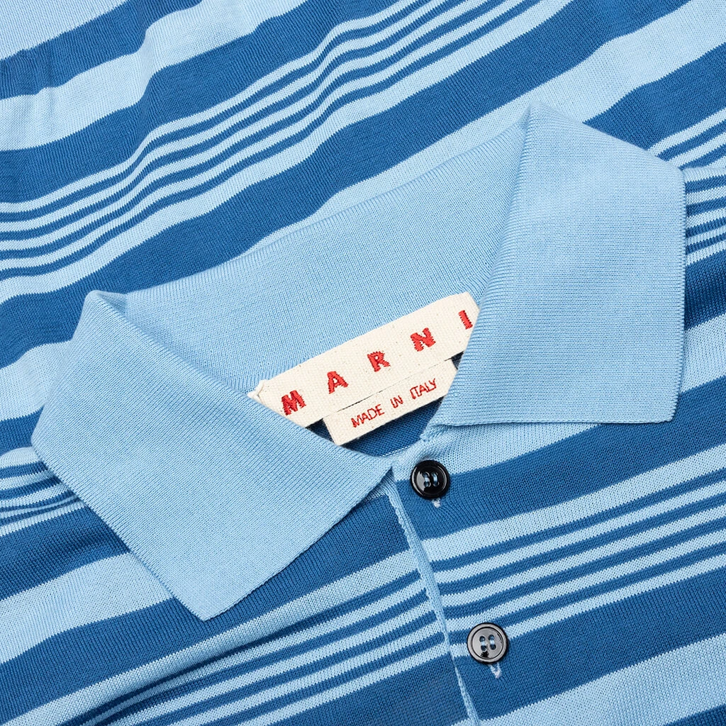 Marni Mixed Striped Polo Shirt - Azure 5 Marni Mixed Striped Polo Shirt - Azure - Image 3