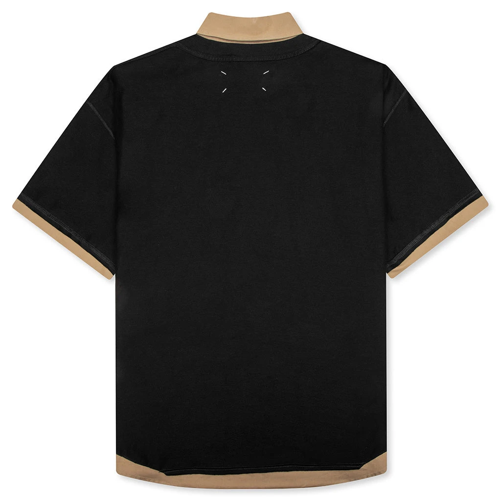 Maison Margiela Layered Polo Shirt - Black/Camel 4 Maison Margiela Layered Polo Shirt - Black/Camel - Image 2