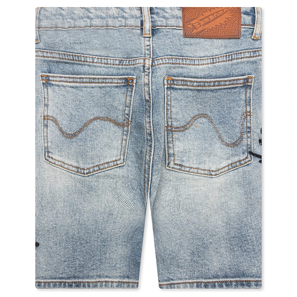 Kids Pow Jean Shorts - Blue Chocolate 4 Kids Pow Jean Shorts - Blue Chocolate - Image 2