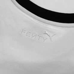Puma X Fenty T7 Women's Slim Tee - White 10 Puma X Fenty T7 Women's Slim Tee - White -Feature Clothing Puma x Fenty T7 Slim Tee White 636184 02 07 22 25 Feature KN 5