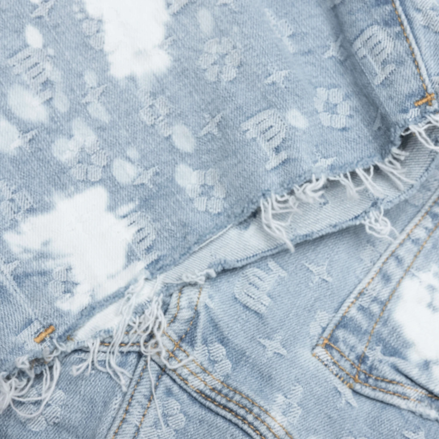 P020 - Light Indigo Bleach Jaquard Monogram Shorts 7 P020 - Light Indigo Bleach Jaquard Monogram Shorts - Image 5