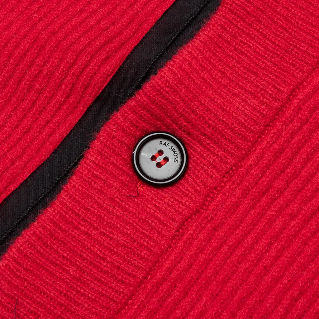 Raf Simons Big Ribbed Knit Cardigan With Fabric Lining - Red 5 Raf Simons Big Ribbed Knit Cardigan With Fabric Lining - Red - Image 3