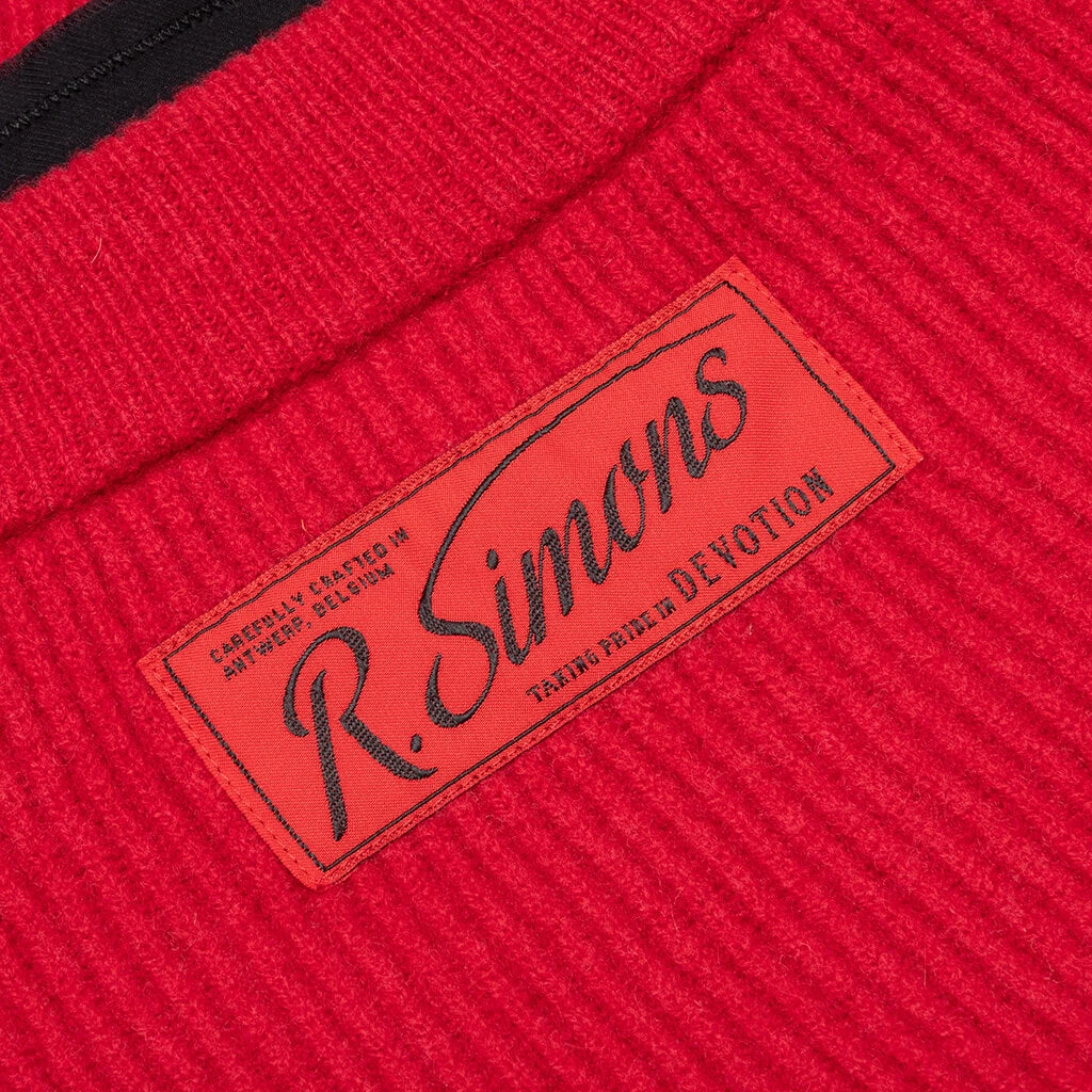Raf Simons Big Ribbed Knit Cardigan With Fabric Lining - Red 8 Raf Simons Big Ribbed Knit Cardigan With Fabric Lining - Red - Image 6