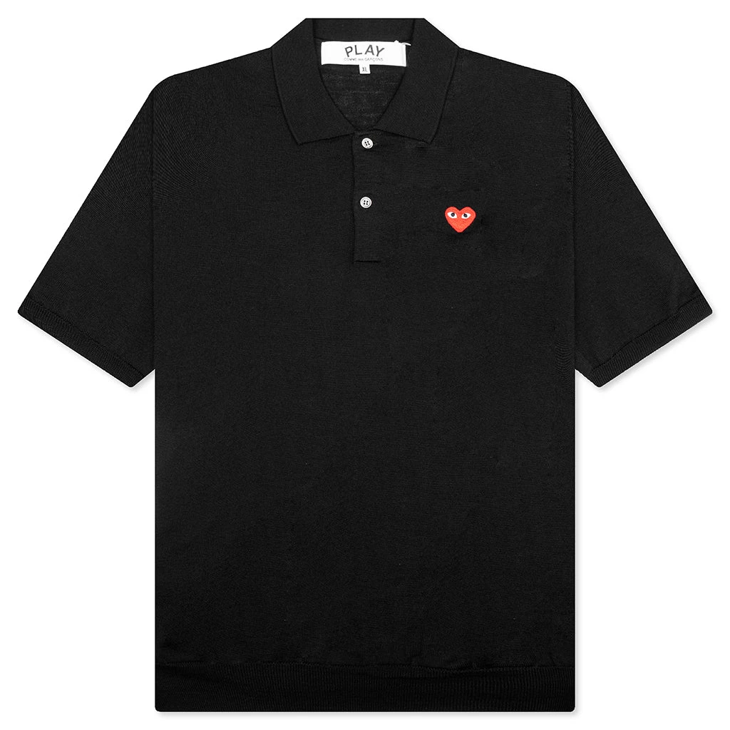 Comme Des Garçons Play Red Emblem S/S Polo Neck - Black 3 Comme Des Garçons Play Red Emblem S/S Polo Neck - Black
