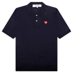 Comme Des Garçons Play Red Emblem S/S Polo Neck - Navy