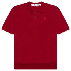 Comme Des Garçons Play Red Emblem S/S Polo Neck - Red