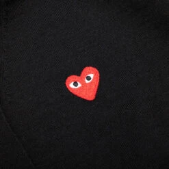 Comme Des Garçons Play Red Emblem S/S V Neck Cardigan - Black -Feature Clothing Red Emblem S S V Neck Cardigan Black AX N096 051 1 02 04 25 Feature VR 6