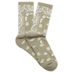 Rhude Bandana Jacquard Sock - Khaki/White