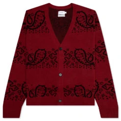 Rhude Bandana Knit Cardigan - Red/Black