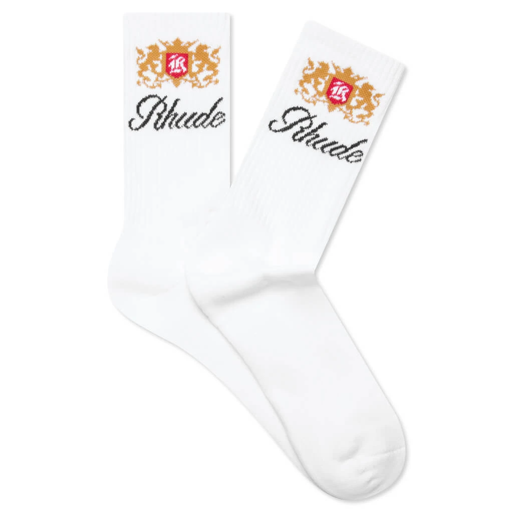 Rhude Crest Logo Sock - White/Gold 3 Rhude Crest Logo Sock - White/Gold