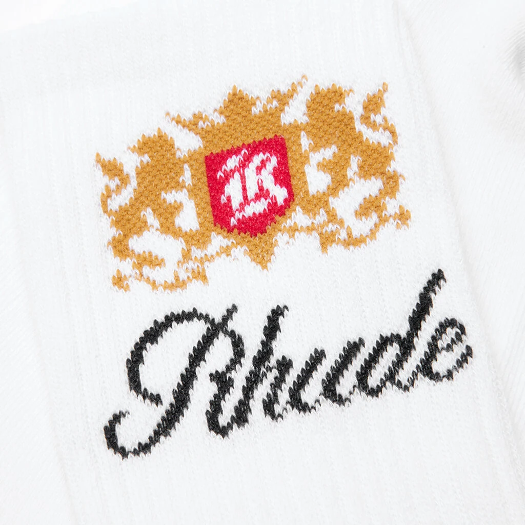 Rhude Crest Logo Sock - White/Gold 4 Rhude Crest Logo Sock - White/Gold - Image 2