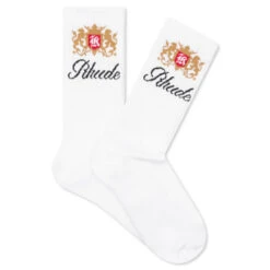 Rhude Crest Logo Sock - White/Tan/Red