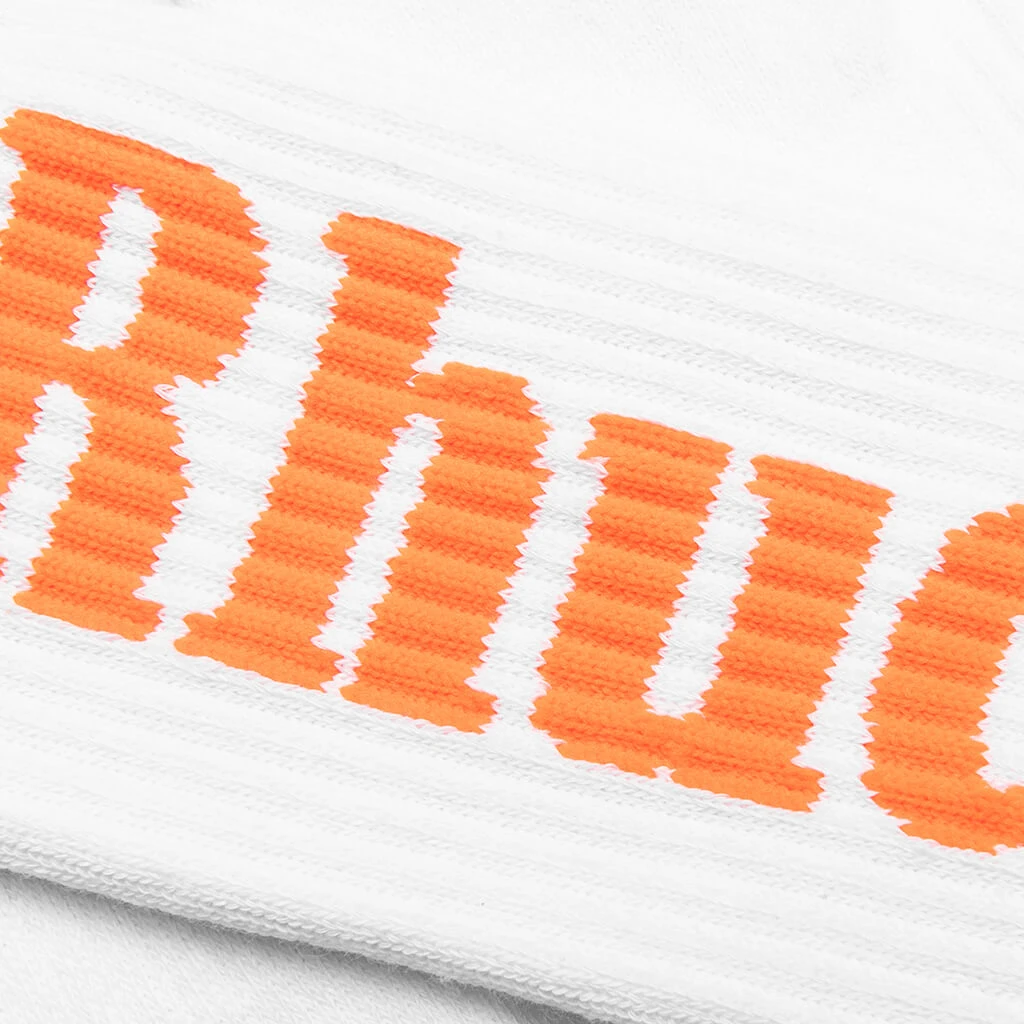 Rhude Logo Sock - White/Orange 4 Rhude Logo Sock - White/Orange - Image 2