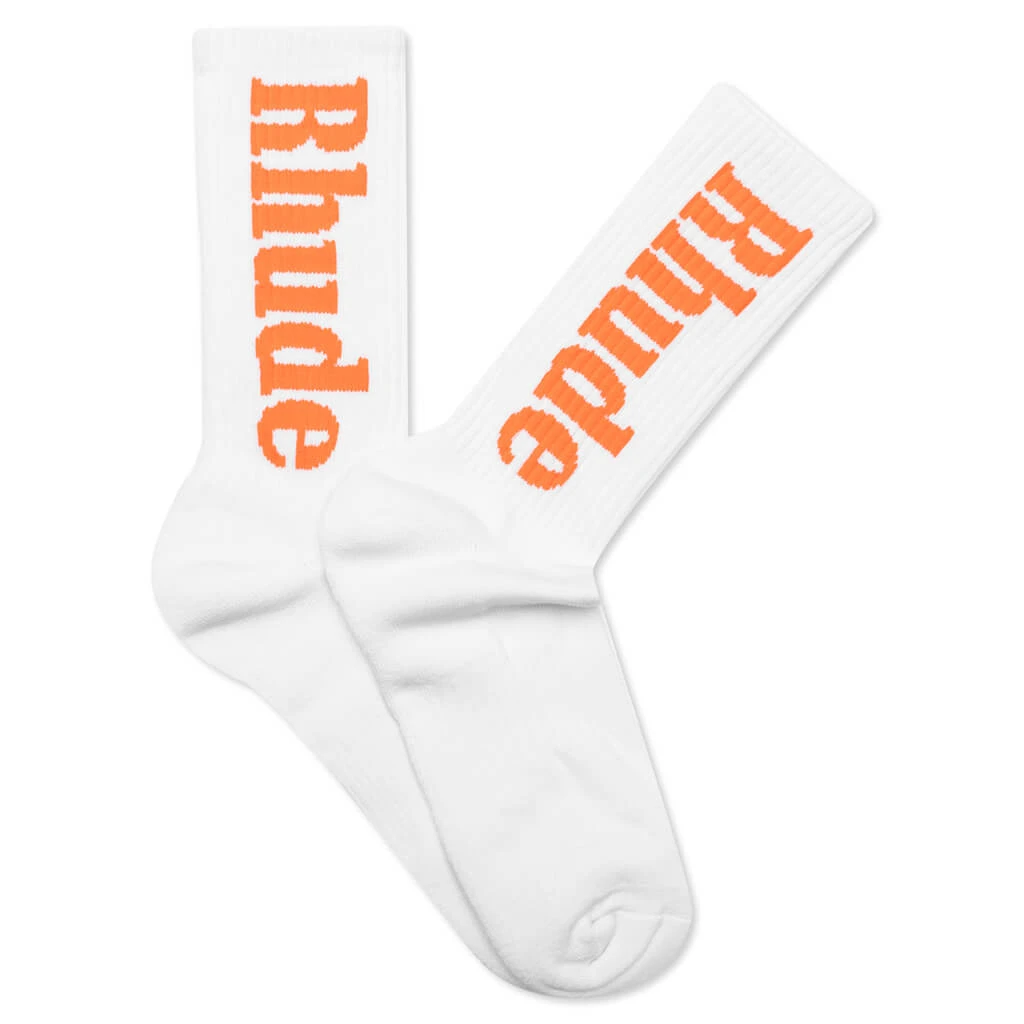 Rhude Logo Sock - White/Orange 3 Rhude Logo Sock - White/Orange