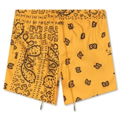 Rhude Signature Swim Trunks - Mustard/Blue