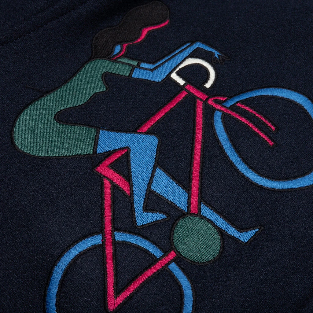 Run Sit & Bike Varsity Jacket - Navy Blue 5 Run Sit & Bike Varsity Jacket - Navy Blue - Image 3