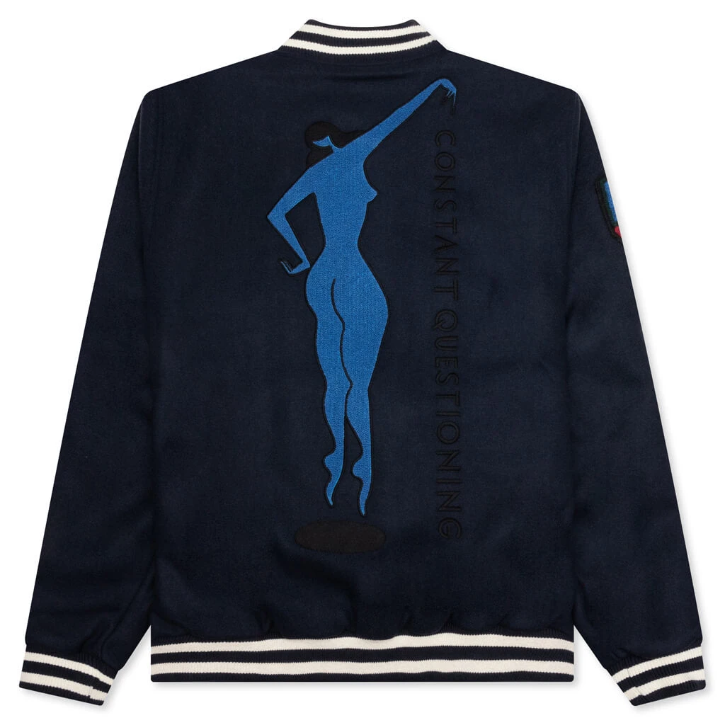 Run Sit & Bike Varsity Jacket - Navy Blue 4 Run Sit & Bike Varsity Jacket - Navy Blue - Image 2