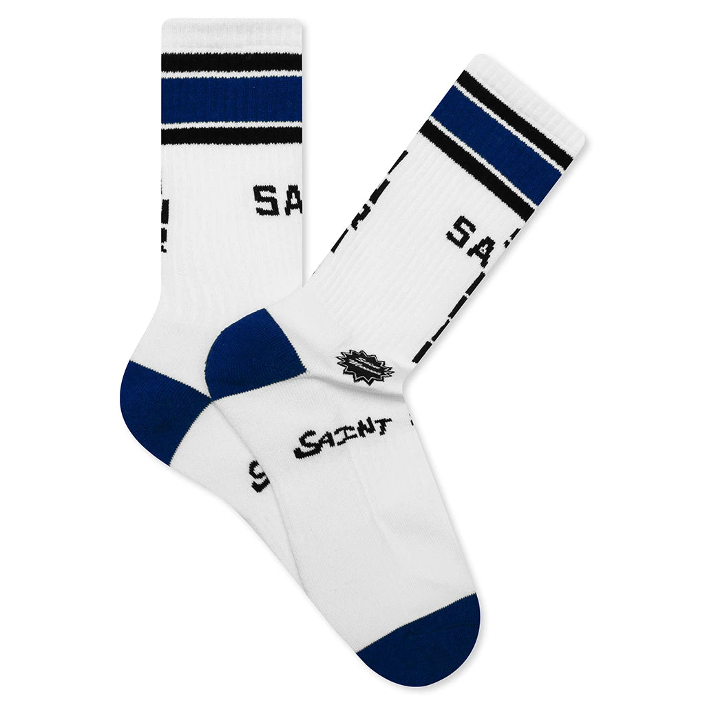 Saint Sinner Socks - White/Blue 3 Saint Sinner Socks - White/Blue