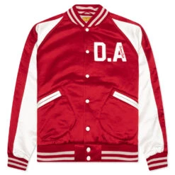 Satin Stadium Jacket - Red