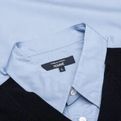 Mixed Material Shirt - Sax/Navy -Feature Clothing Shirt Sax x Navy HO B010 S25 1 05 16 25 Feature KN 6