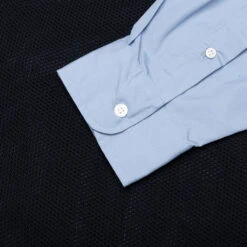 Mixed Material Shirt - Sax/Navy -Feature Clothing Shirt Sax x Navy HO B010 S25 1 05 16 25 Feature KN 7