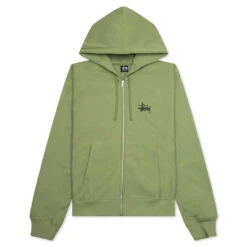 Basic Stussy Zip Hoodie - Moss