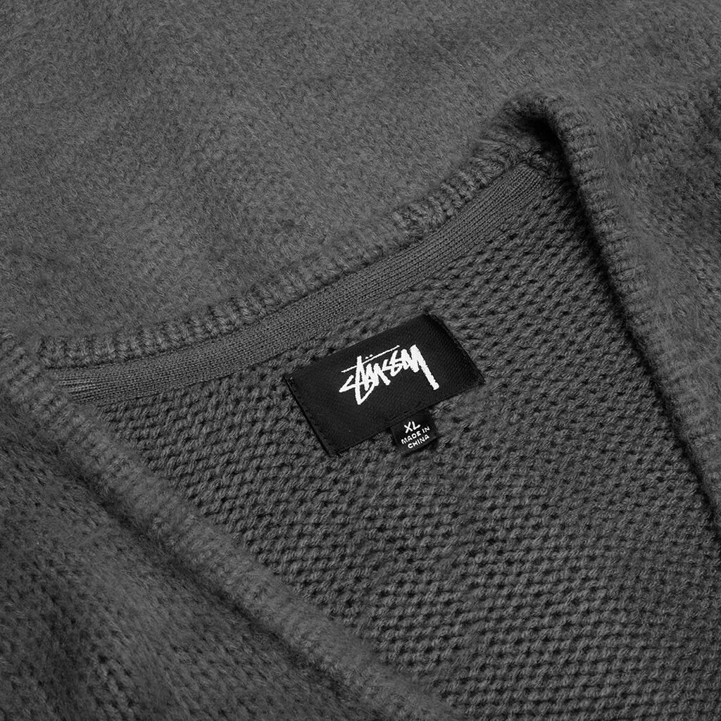 Stussy Brushed Cardigan - Charcoal 5 Stussy Brushed Cardigan - Charcoal - Image 3