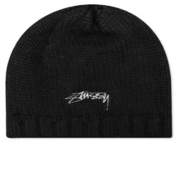 Stussy Fuzzy Ribbed Beanie - Black